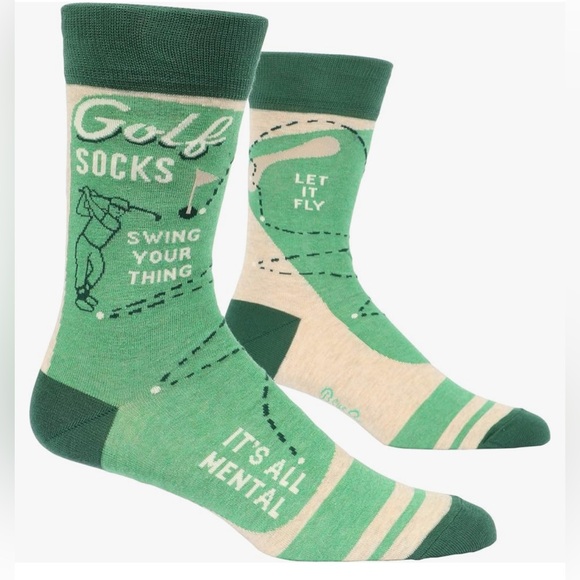 NWT Blue Q Men's Funny Novelty GOLF Crazy Crew Socks with Sayings fit sh… - Picture 1 of 7